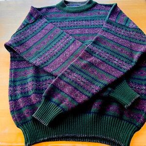 CLAYBROOKE-made in Italy men’s L multicolored sweater ( green, maroon and blue)